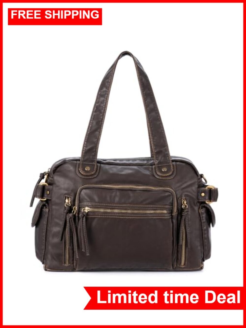 Vintage Hobo Handbag Faux Leather Large Y2K Shoulder Bag Laptop Purse